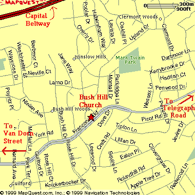 Map of Bush Hill Church area